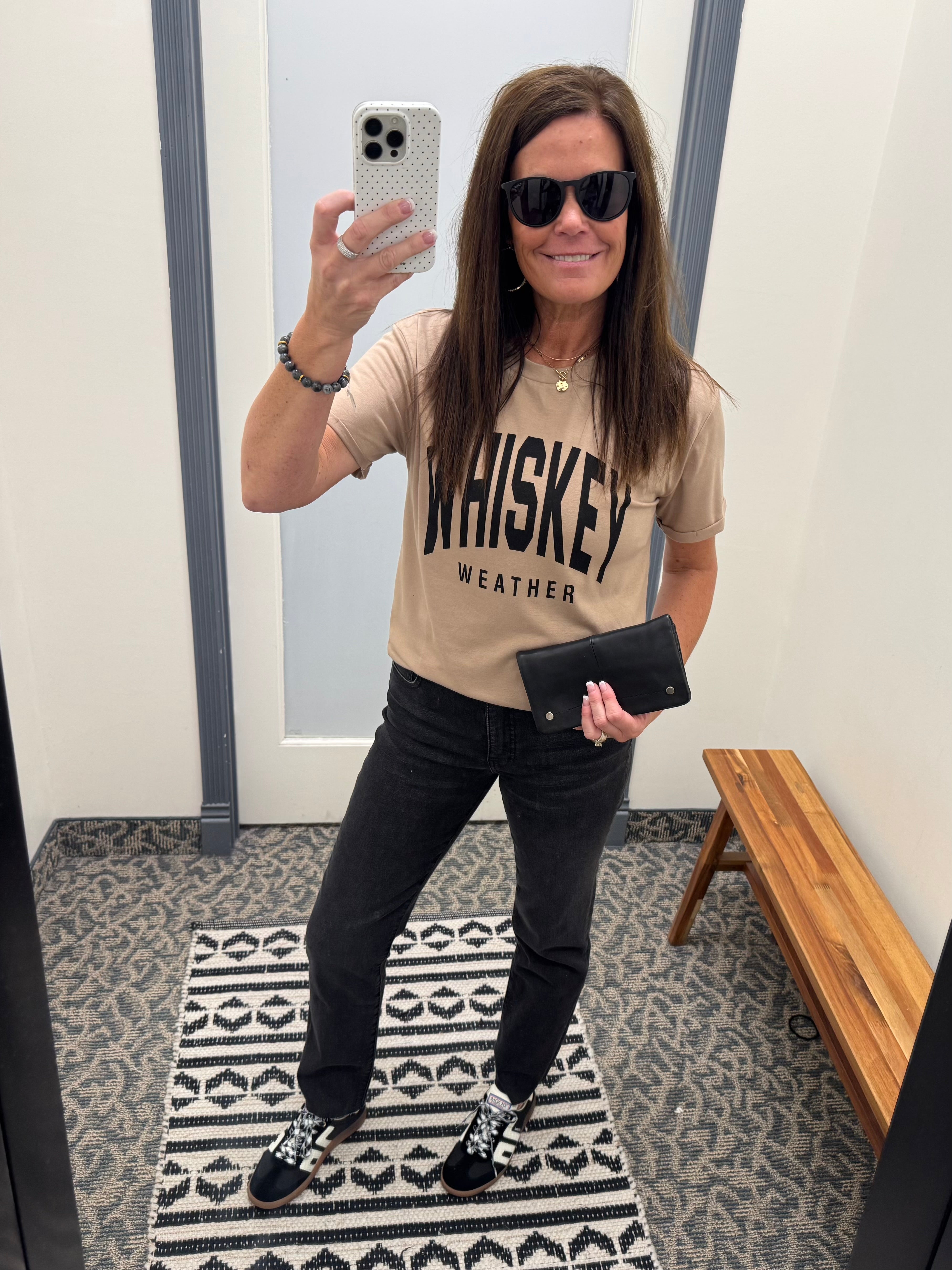 Lt. Brown Whiskey Weather Tee Tops- Tees PANACHE