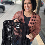 Black Crochet Open Cardigan