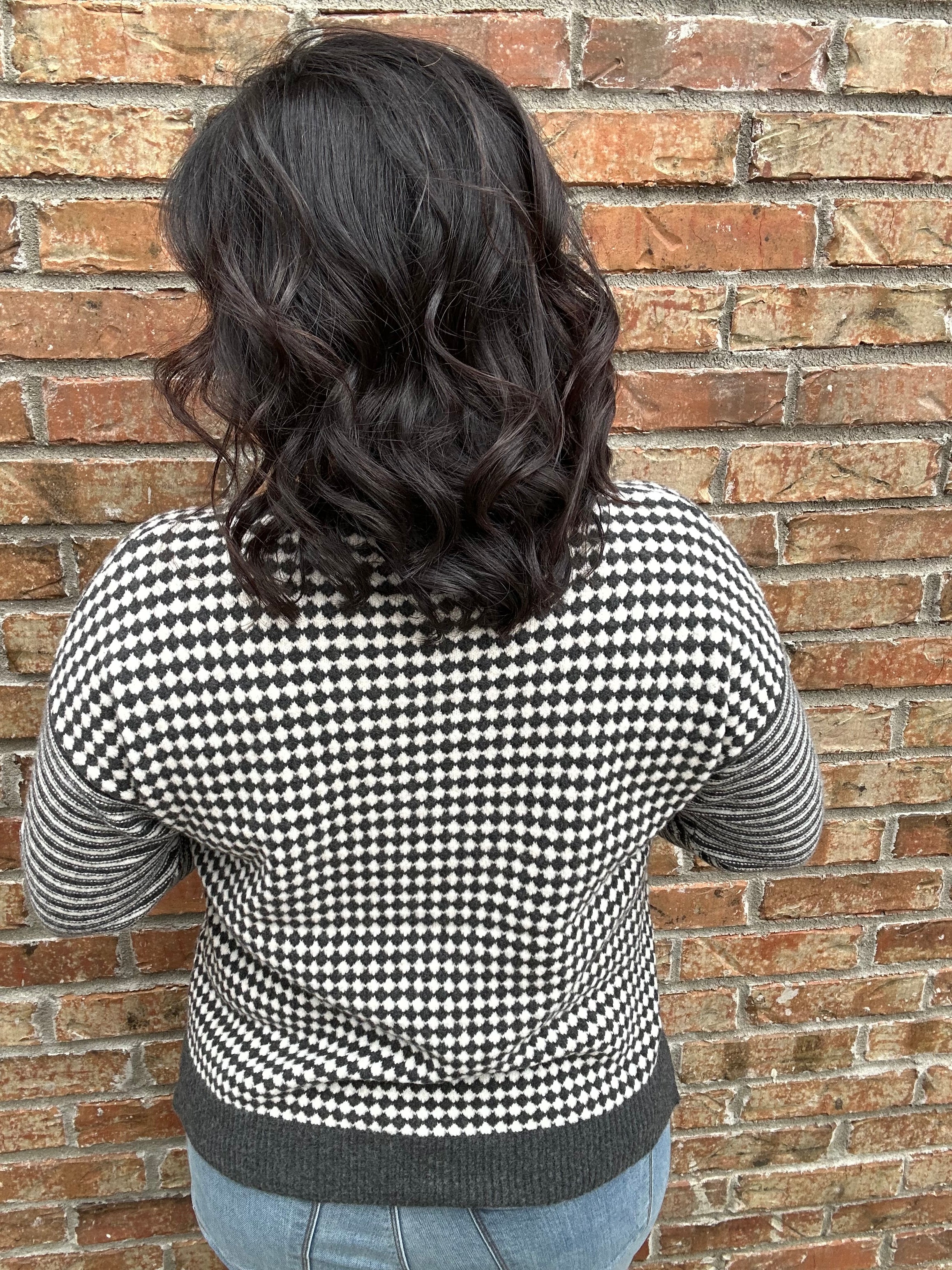 Charcoal Mixed Pattern Sweater Top - Sweater STACCATO