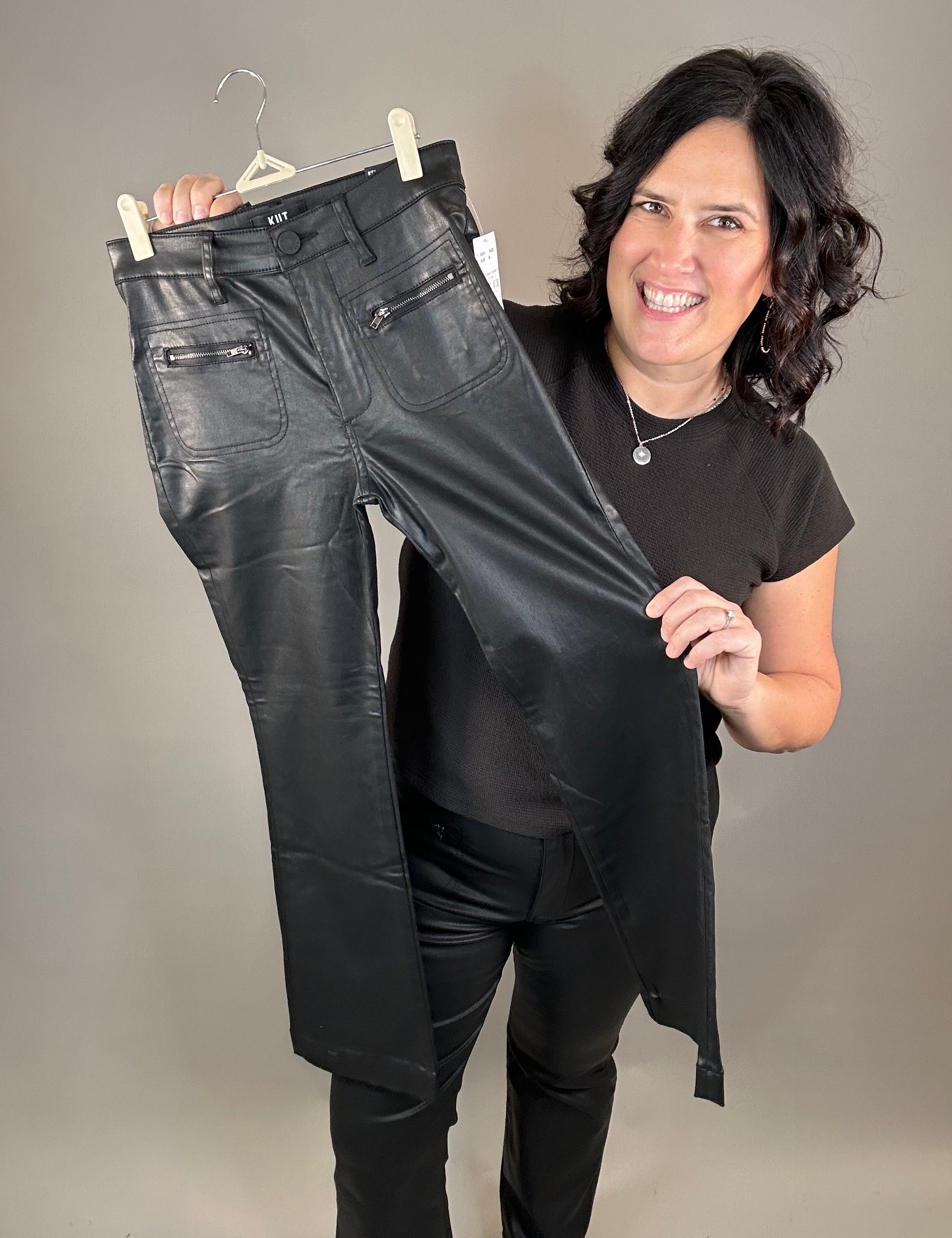 Black Kelsey Coated Flare Bottoms - Pants KUT FROM THE KLOTH