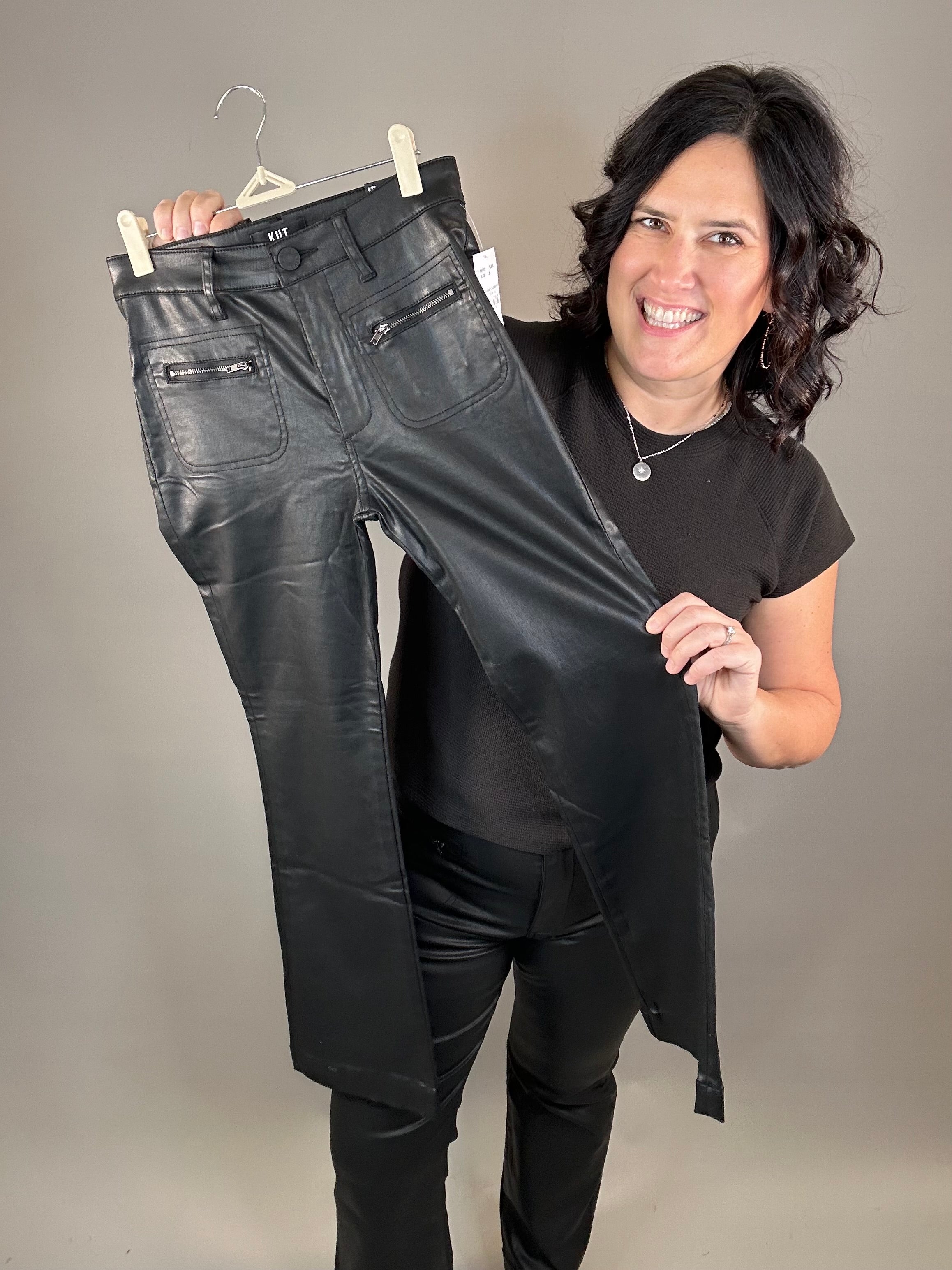 Black Kelsey Coated Flare Bottoms - Pants KUT FROM THE KLOTH