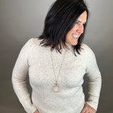 Oatmeal Puff Sleeve Sweater Top - Sweater STACCATO