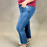 Medium Blue Bootcut Cropped Jeans Bottom- Pants MICA DENIM