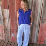 Royal Frill Split Neck Blouse Tops- Blouses STACCATO