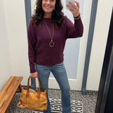 Dark Plum Dolman Boat Neck Sweater