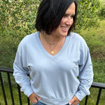 Light Blue Everyday V-Neck Top - Sweatshirt Z Supply