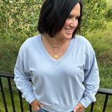 Light Blue Everyday V-Neck Top - Sweatshirt Z Supply