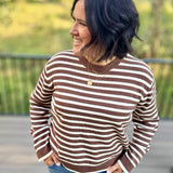 Brown & Cream Stripe Sweater Top - Sweater Mod Ref