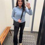 Blue Castleberry Mock Neck Sweater Top - Sweater FLAG AND ANTHEM