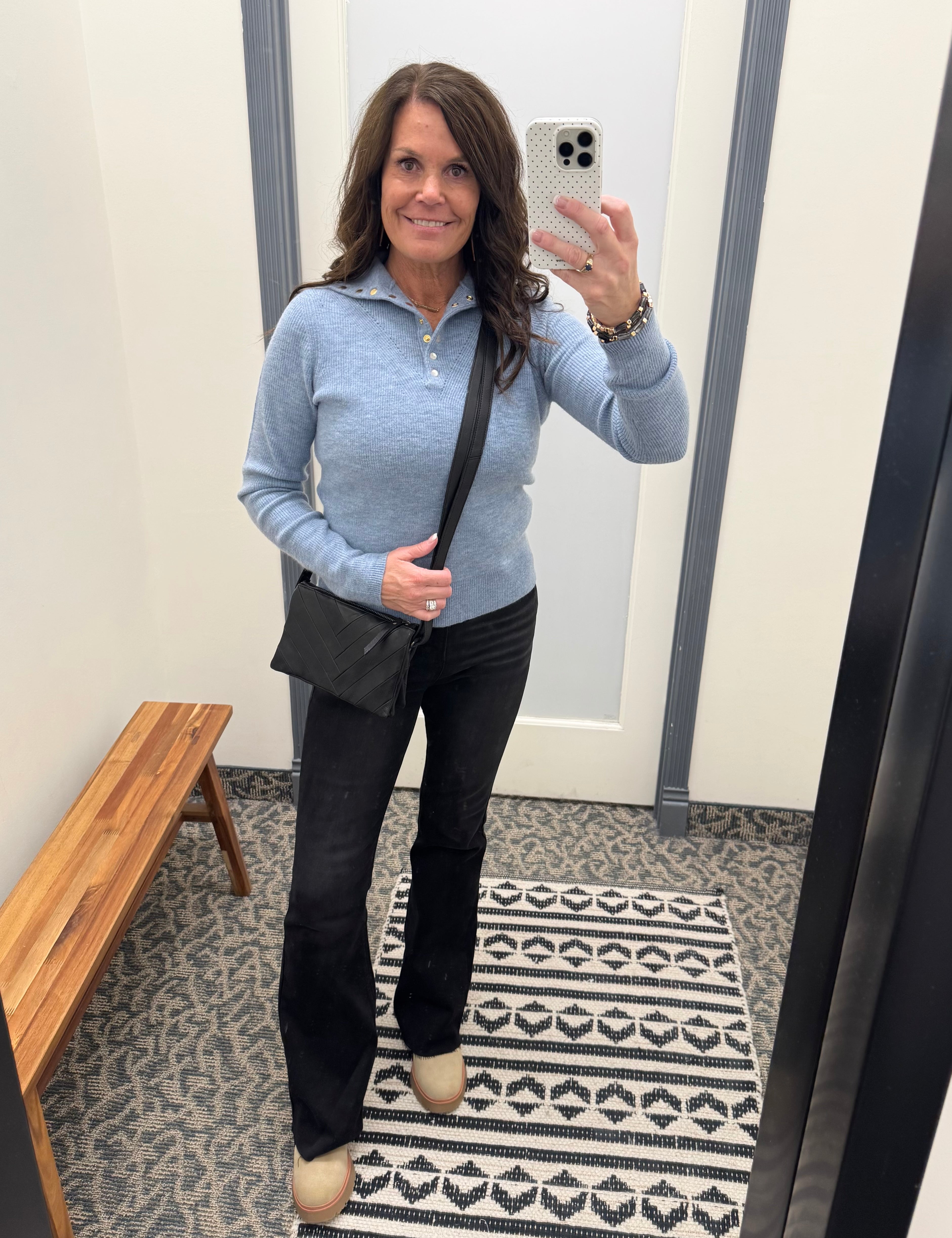 Blue Castleberry Mock Neck Sweater Top - Sweater FLAG AND ANTHEM