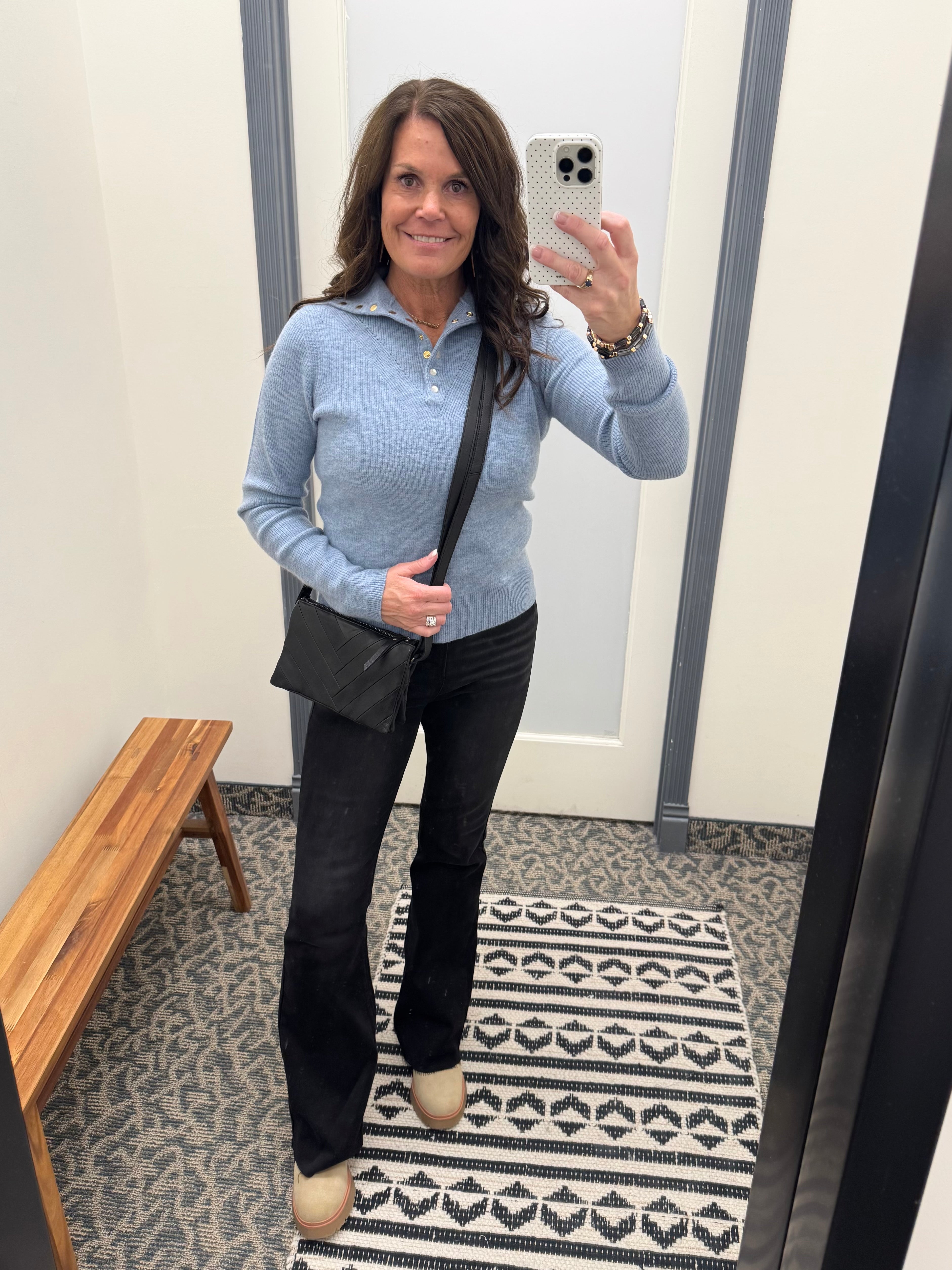 Blue Castleberry Mock Neck Sweater Top - Sweater FLAG AND ANTHEM