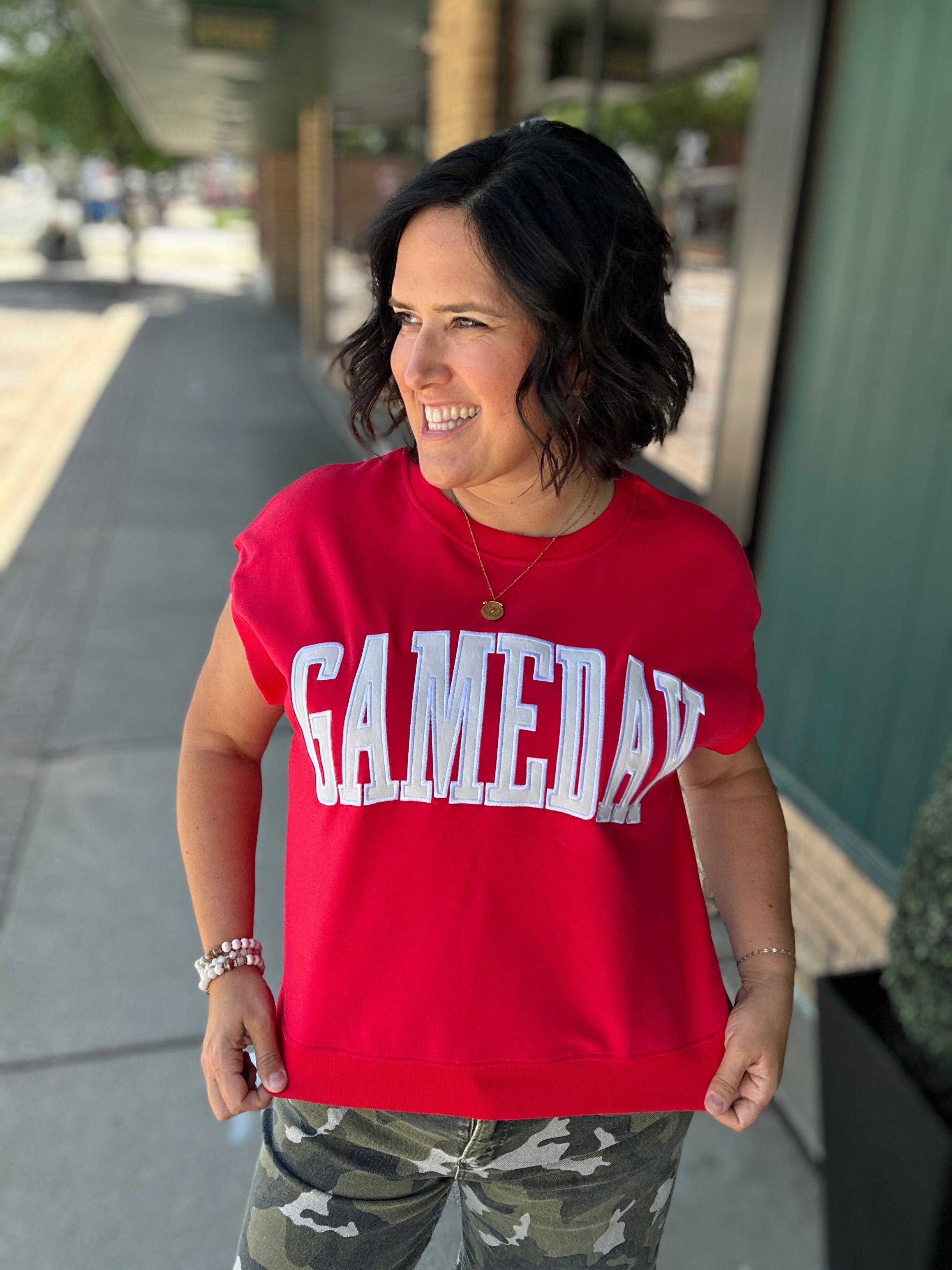 Red Game Day Top Tops- Sweatshirt PANACHE