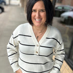 Ivory Black Stripe Brianna Sweater Top - Sweater THREAD & SUPPLY