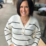 Ivory Black Stripe Brianna Sweater Top - Sweater THREAD & SUPPLY