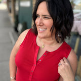 Red Denning Henley Tank Tops- Tanks FLAG AND ANTHEM