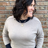 Dylan Colorblock Trim Sweater Top - Sweater SIX/FIFTY