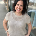 Natural Sun-Soaked Open-Knit Fishnet Sweater Top - Sweater IN FEBRUARY