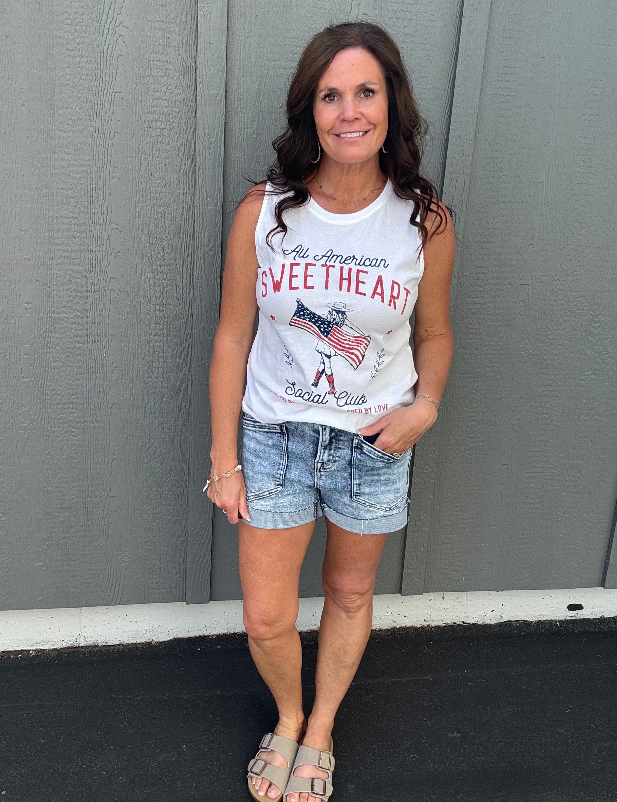 All American Sweetheart Graphic Tank Tops- Tanks HRT and LUV