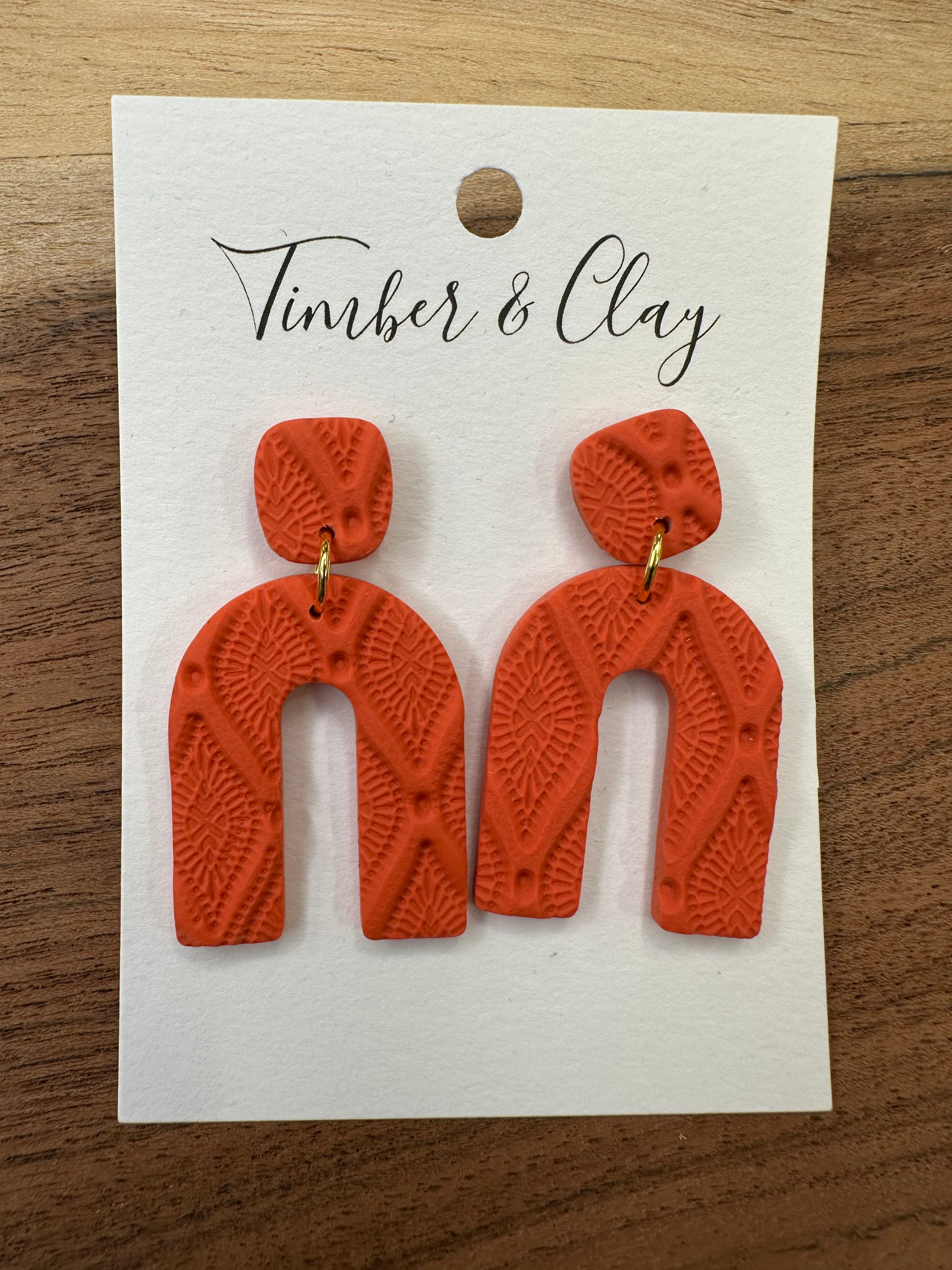 Coral Clay Pattern Earrings Jewelry - Earrings Timber & Clay