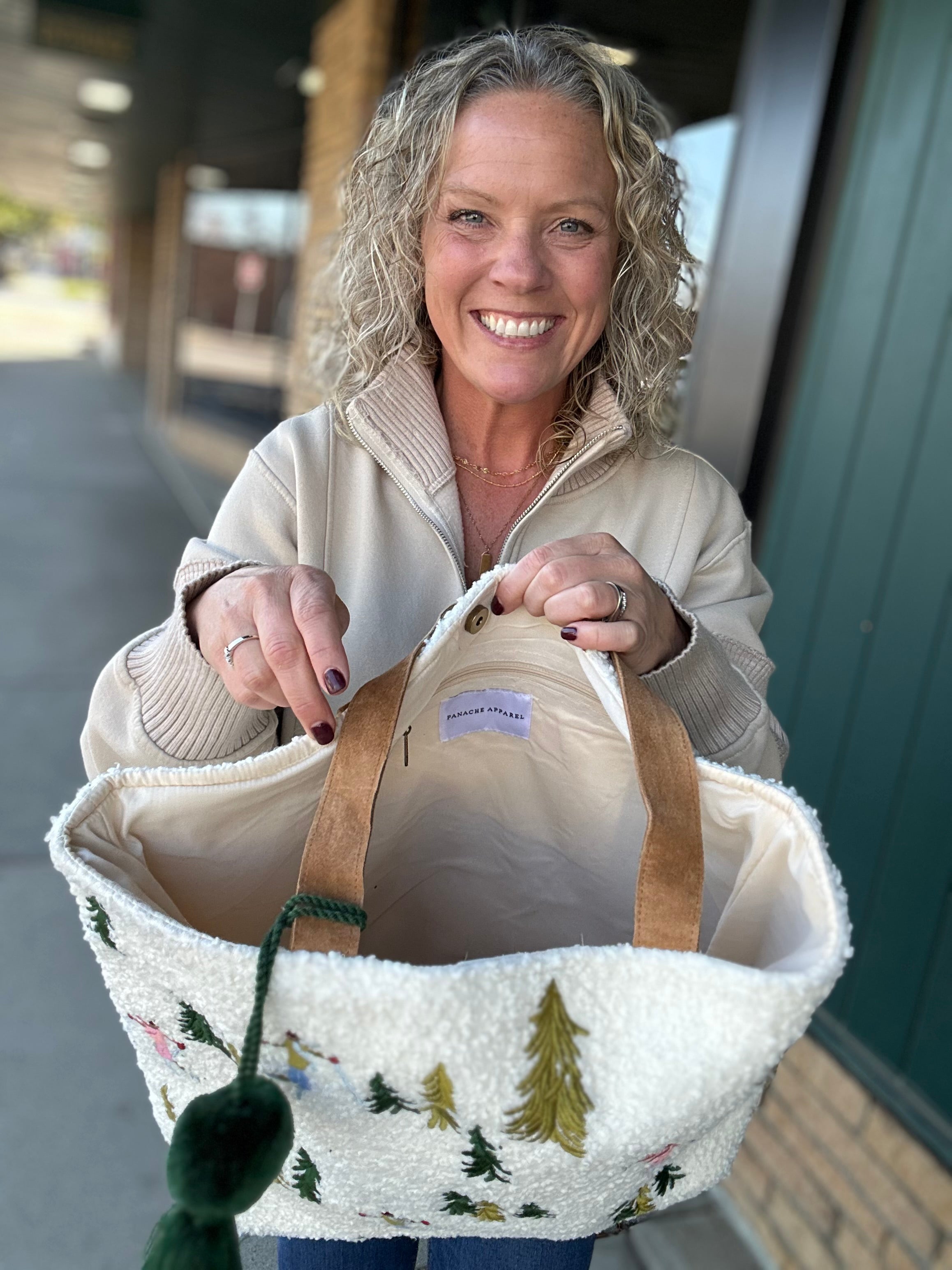 Ski Scene Woven Tote Bags- Totes PANACHE