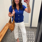 Royal Blue Waffle V Neck Cardigan Tops- Cardigans STACCATO