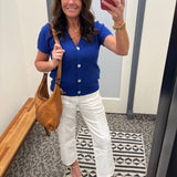Royal Blue Waffle V Neck Cardigan Tops- Cardigans STACCATO