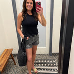 Black Denim Star Distressed Mica Shorts Bottoms - Shorts MICA DENIM