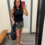 Black Denim Star Distressed Mica Shorts Bottoms - Shorts MICA DENIM