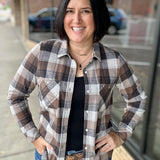 Cream Brown Plaid Lewis Top
