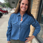 Magnolia Western Stretch Chambray Shirt Tops - Button Ups FLAG AND ANTHEM