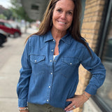 Magnolia Western Stretch Chambray Shirt Tops - Button Ups FLAG AND ANTHEM
