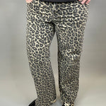 Coffee Leopard Wide Leg Jeans Bottom- Pants RISEN