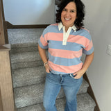 Peach/Blue Rugby Polo