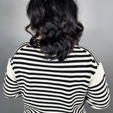 Black/Taupe Striped Knit Sweater