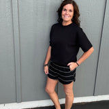 Black Modal Short Sleeve Top Top - Tee RAE MODE