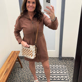 Brown French Terry Mini Dress Dresses DOE & RAE
