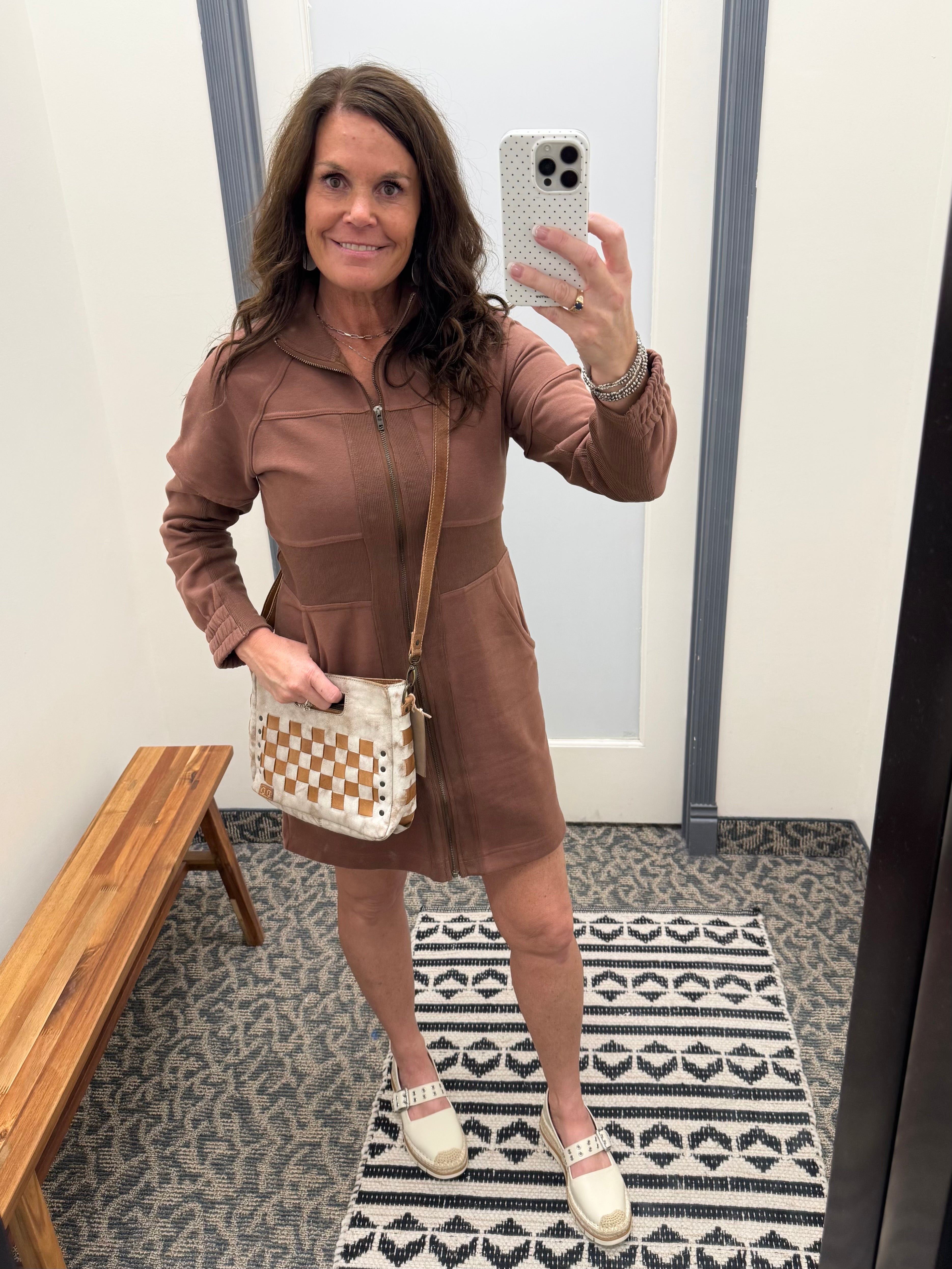 Brown French Terry Mini Dress Dresses DOE & RAE