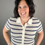 Hallie Navy/Cream Striped Sweater Top - Sweater FLAG AND ANTHEM