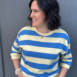 Yellow/Blue Striped Sweatshirt Top - Sweatshirt JODIFL