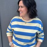 Yellow/Blue Striped Sweatshirt Top - Sweatshirt JODIFL