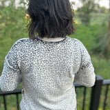 Cream Black Animal Print Crew Neck Sweater