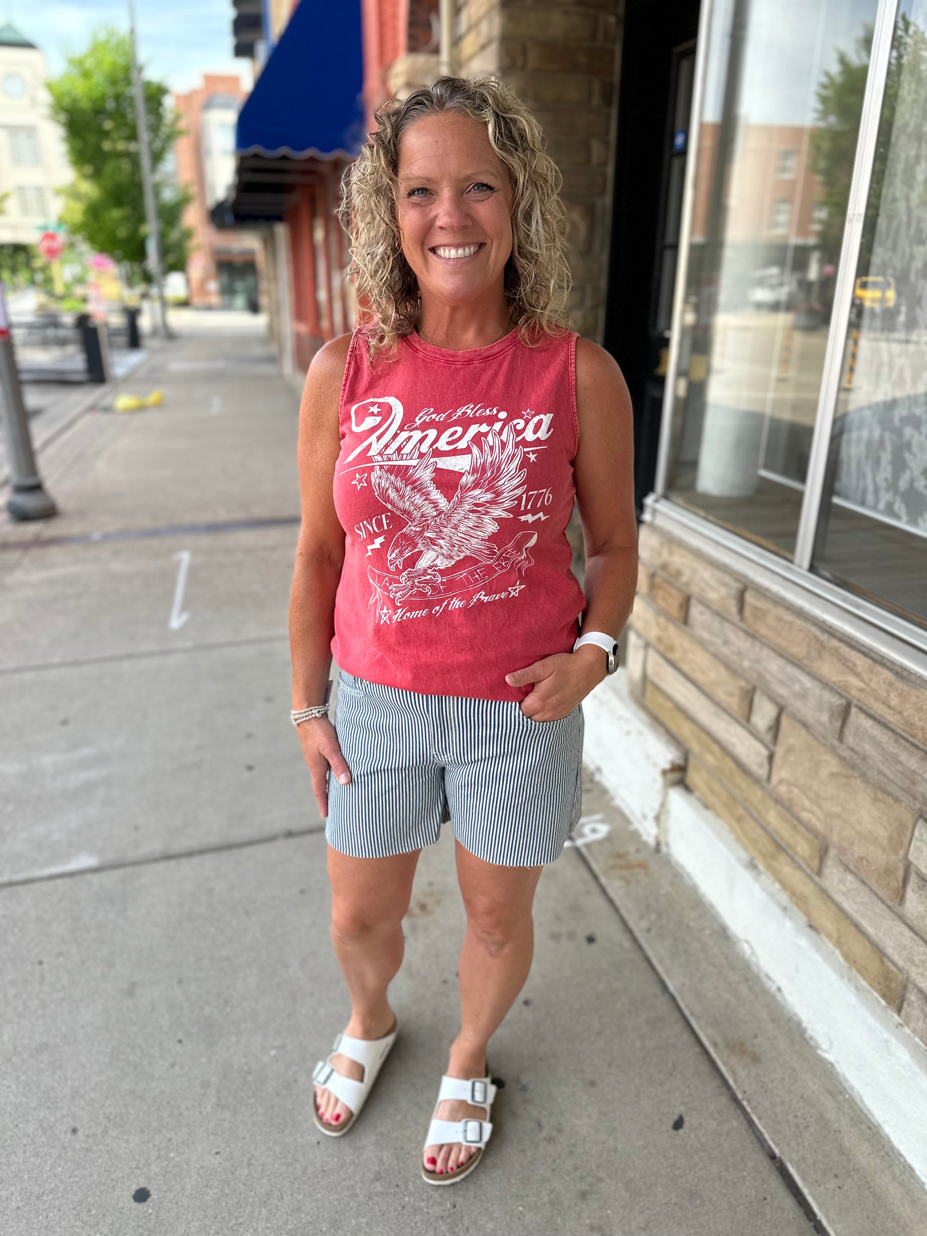 Red God Bless America Tank Top Tops- Tanks HRT and LUV