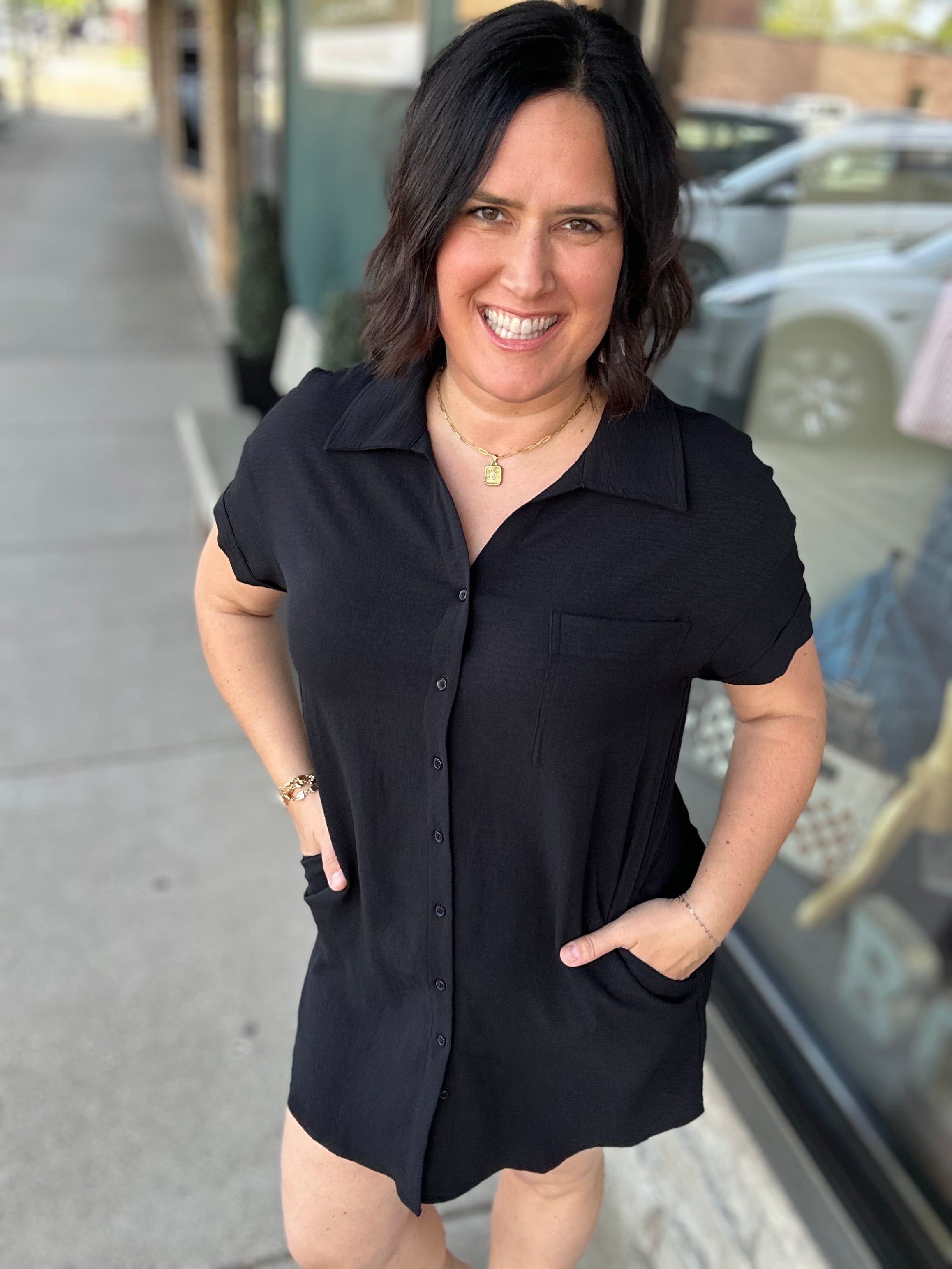 Black Collared Shirt Dress Dresses STACCATO