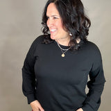 Black Long Sleeve Terry Top