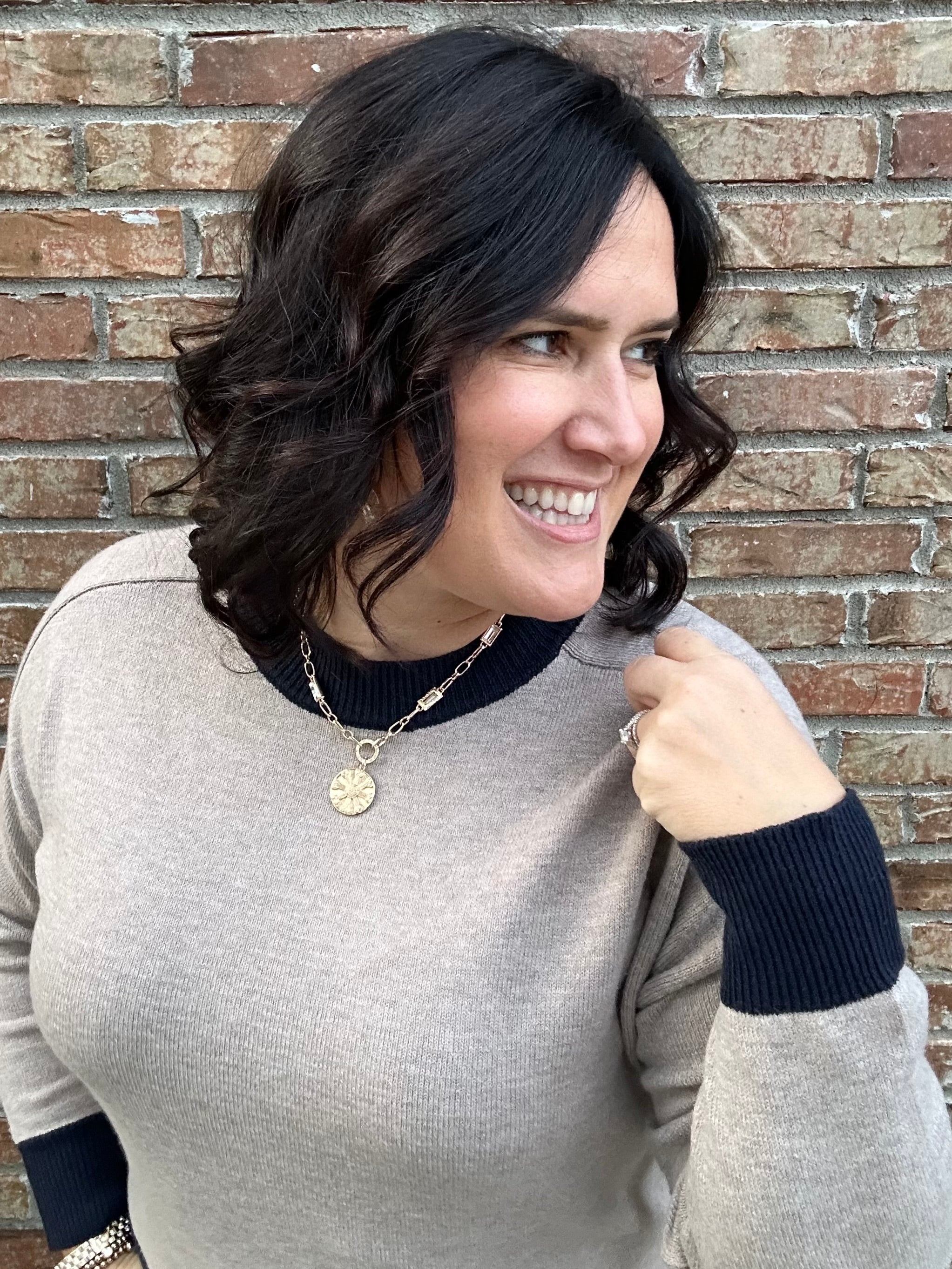 Dylan Colorblock Trim Sweater Top - Sweater SIX/FIFTY