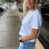White Cotton Crew Neck Tee Top - Tee RD Style