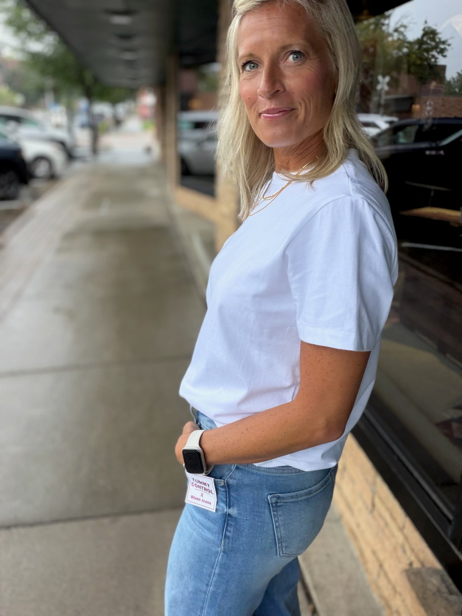 White Cotton Crew Neck Tee Top - Tee RD Style
