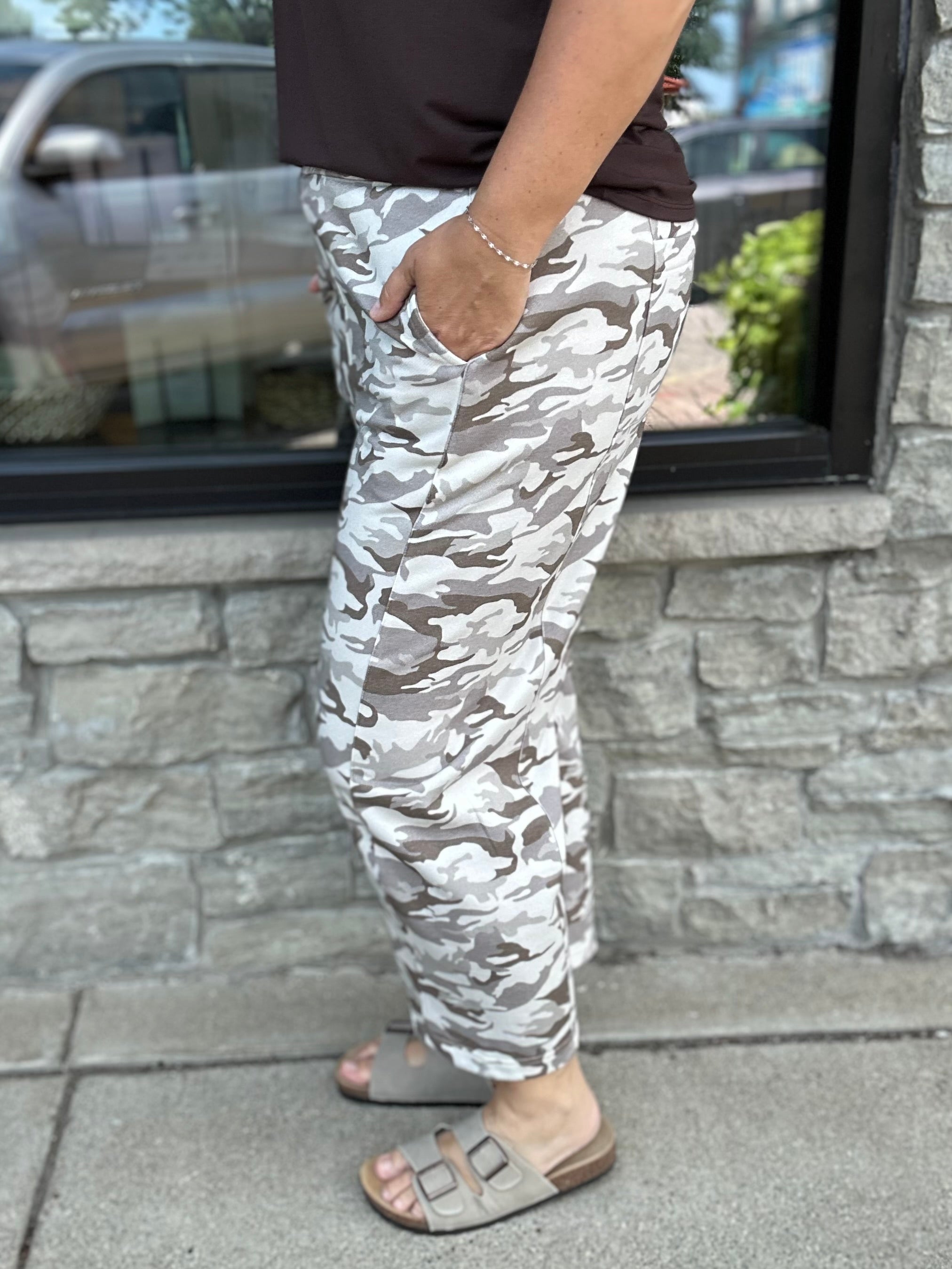 Keira Camo Pull-On Barrel Pants Bottom- Pants FLAG AND ANTHEM