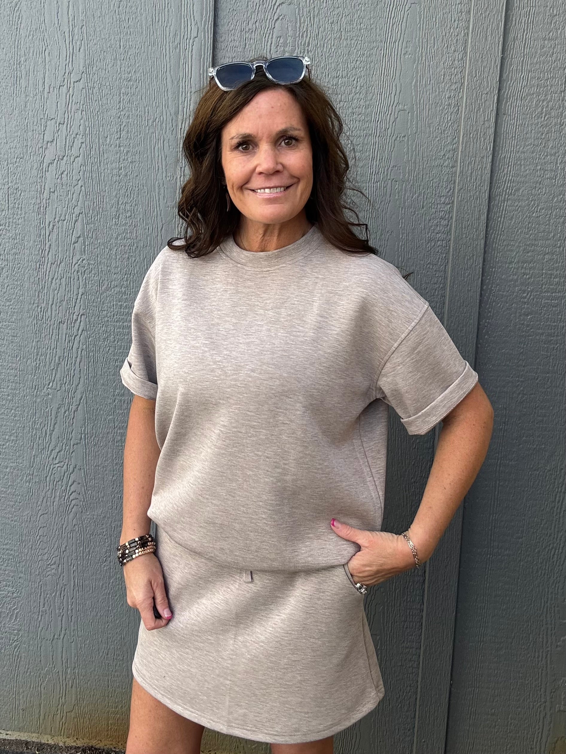 Heather Taupe Modal Short Sleeve Top Top - Tee RAE MODE