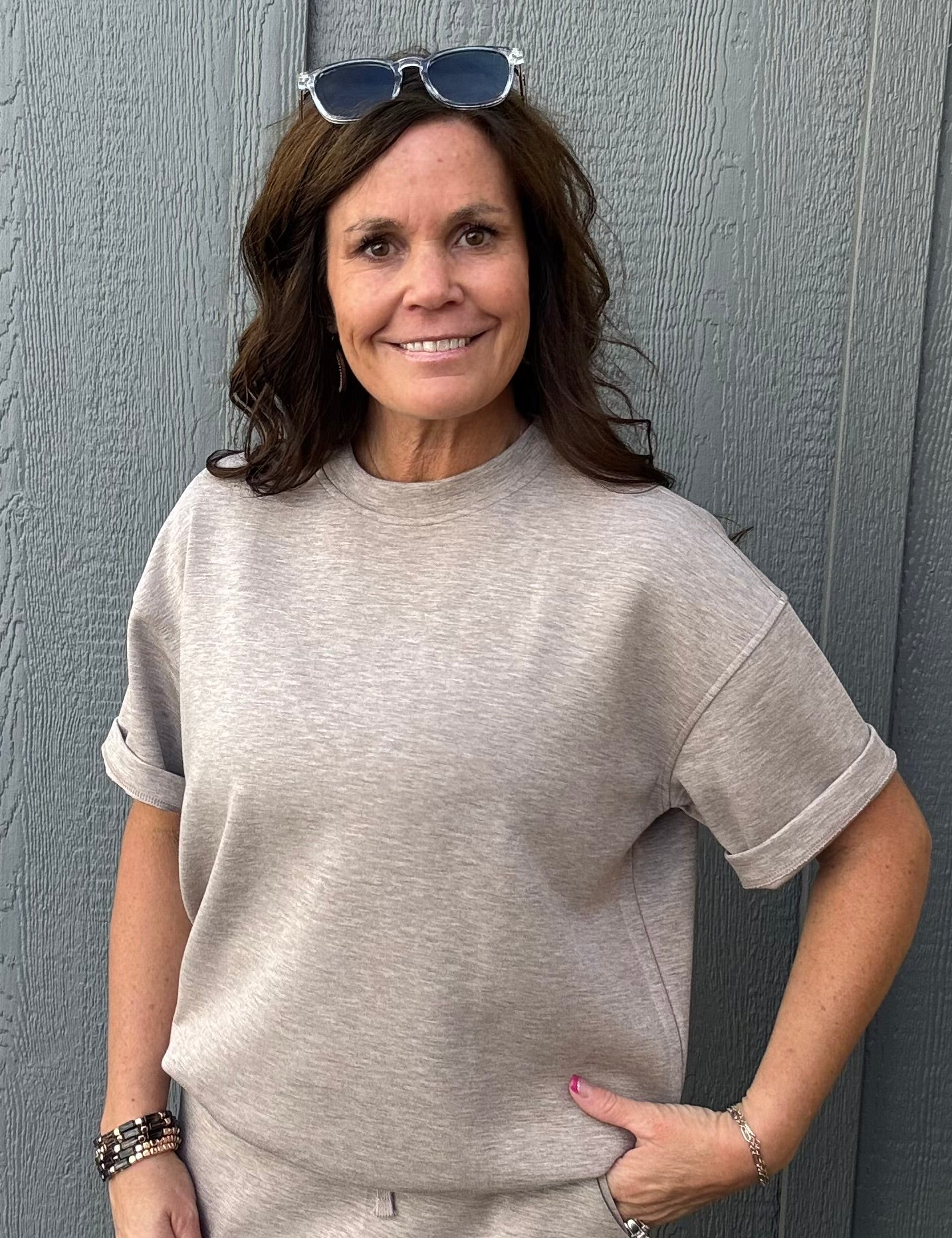 Heather Taupe Modal Short Sleeve Top Top - Tee RAE MODE